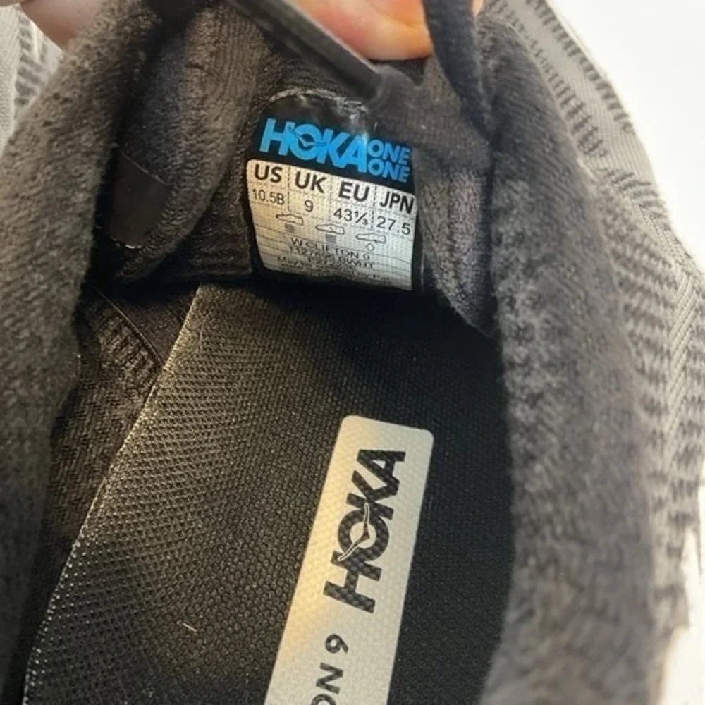Hoka One One Clifton 9 Black/White Lace Up Running Sneakers Women 10.5B Vietnam‎